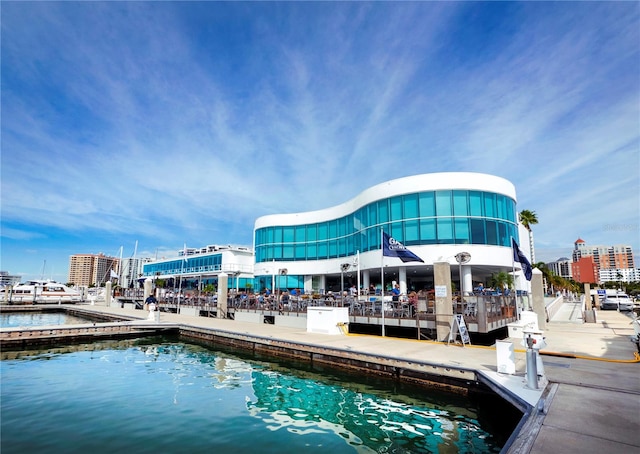 view of dock featuring a water view