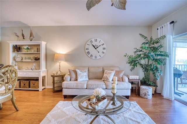 living room with hardwood / wood-style flooring