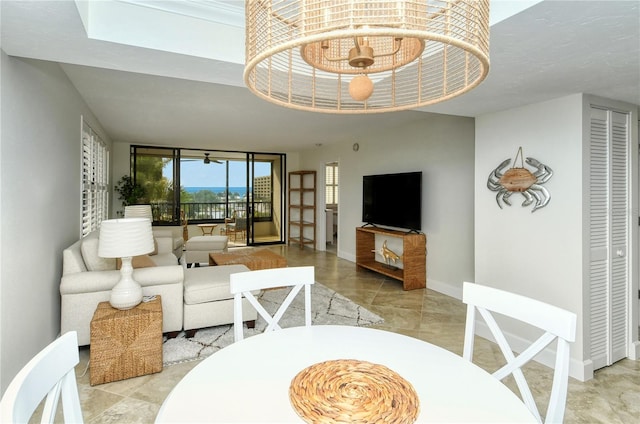 living room featuring light tile patterned floors