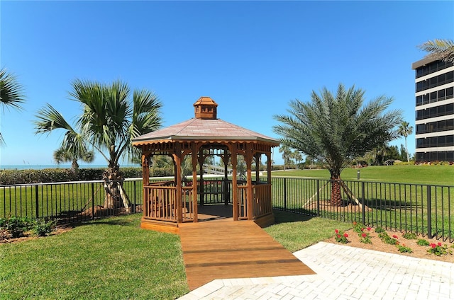 view of home's community featuring a gazebo and a lawn