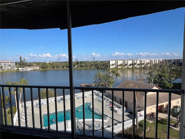 balcony with a water view