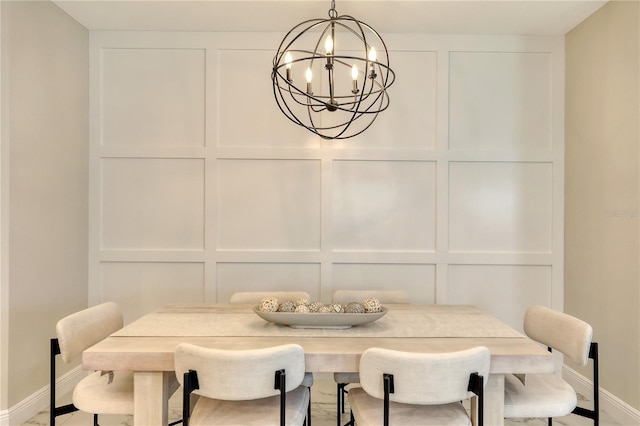 dining room with an inviting chandelier