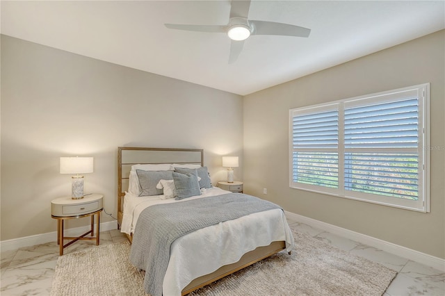 bedroom featuring ceiling fan