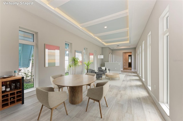 dining area with light hardwood / wood-style flooring