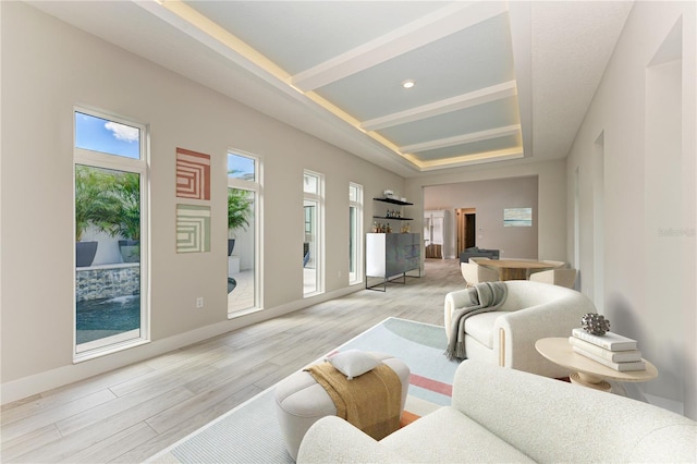 living room with light hardwood / wood-style floors