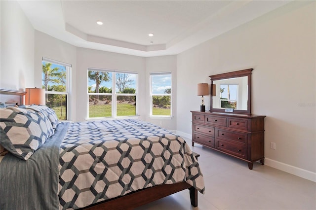 bedroom featuring a raised ceiling