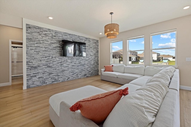 living room featuring light hardwood / wood-style floors