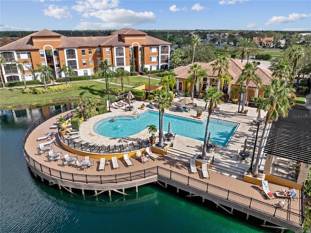 8377 38th Street Cir E Unit 308, Sarasota, FL 34243 - drone / aerial view of a pool