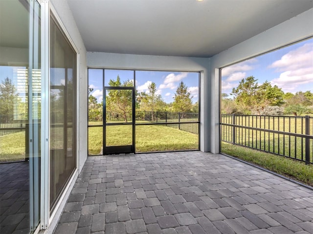 view of unfurnished sunroom