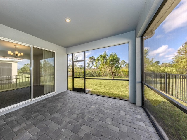 view of unfurnished sunroom