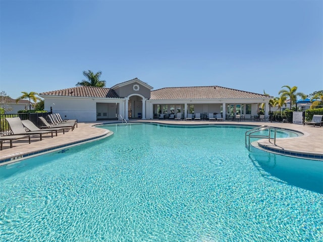 view of pool featuring a patio area