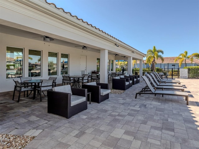 view of patio / terrace featuring an outdoor hangout area and ceiling fan