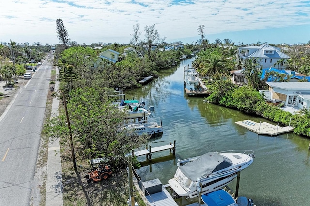 property view of water featuring a boat dock