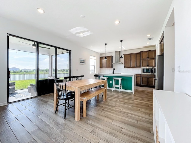 dining room with sink