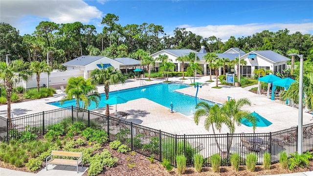 view of pool featuring a patio area and a gazebo