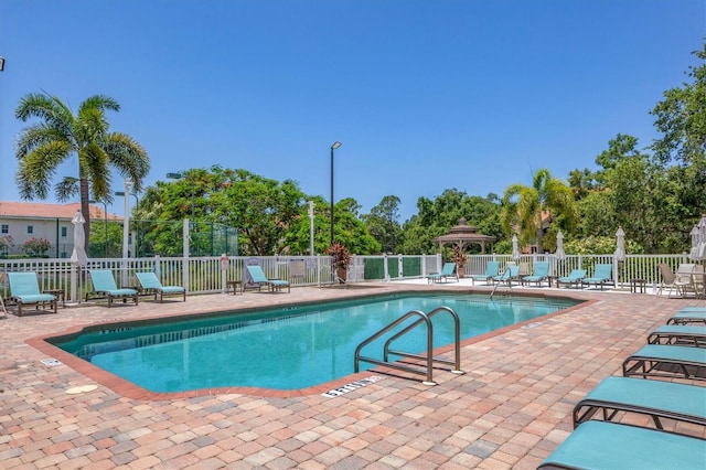 view of pool featuring a patio