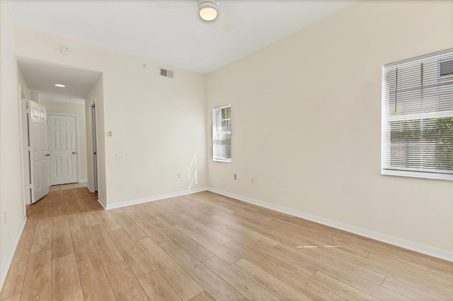 empty room with light wood-type flooring