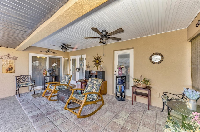 view of patio / terrace featuring ceiling fan