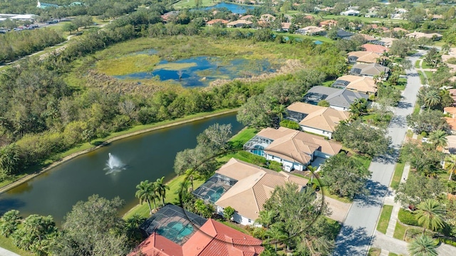 bird's eye view featuring a water view