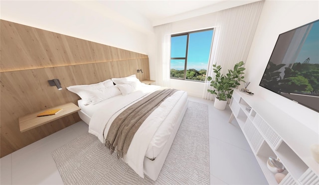 bedroom with tile patterned floors