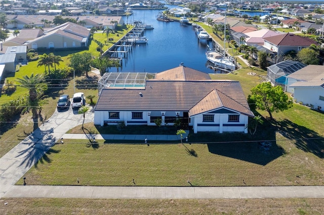 bird's eye view featuring a water view