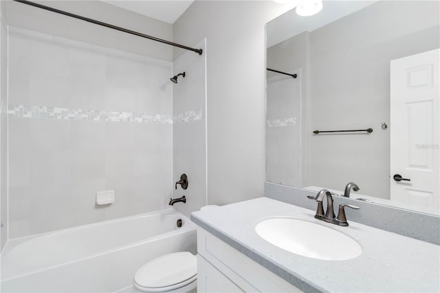 full bathroom with vanity, toilet, and shower / washtub combination