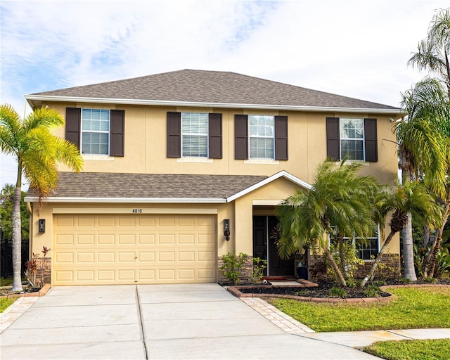 view of front of house with a garage