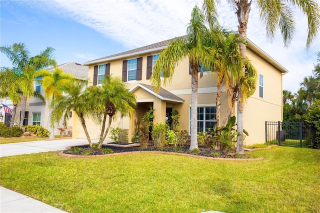 view of front facade featuring a front yard