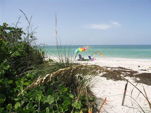 view of water feature featuring a view of the beach