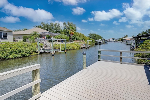 dock area featuring a water view