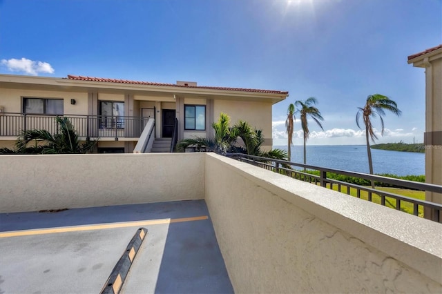 balcony with a water view