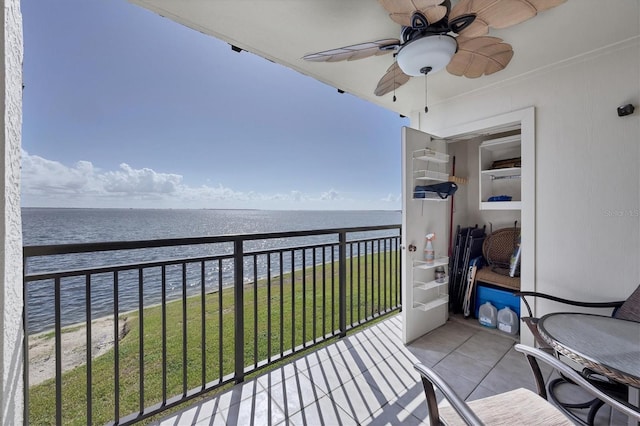 balcony with a water view