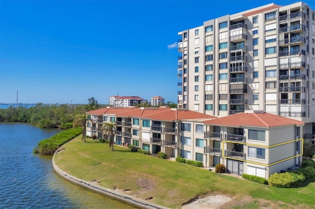 view of property with a water view