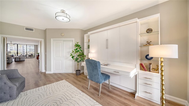 office featuring light wood-type flooring