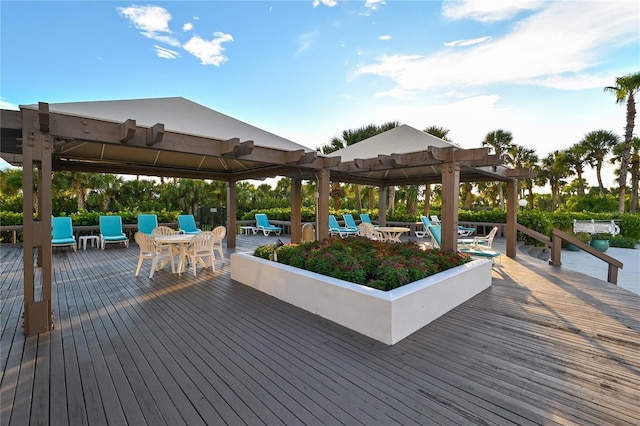 wooden terrace featuring a pergola