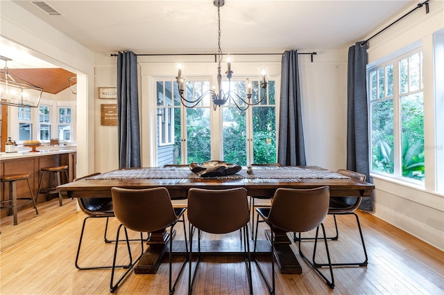 dining room with a wealth of natural light and a chandelier