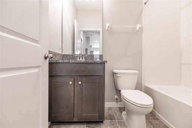 full bathroom featuring vanity,  shower combination, and toilet