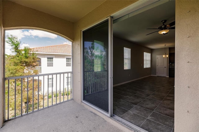 balcony with ceiling fan