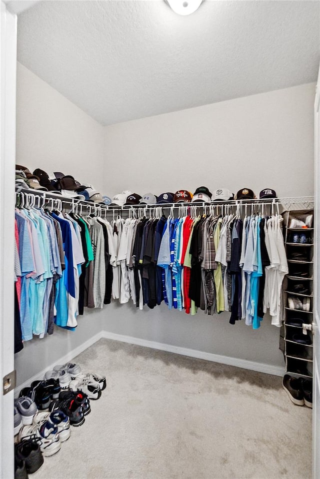 walk in closet featuring carpet