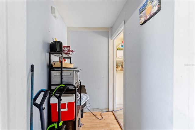 hallway featuring wood-type flooring