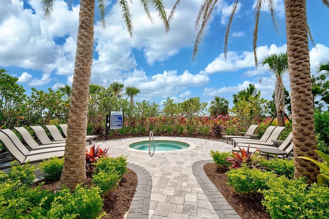 view of swimming pool featuring a patio