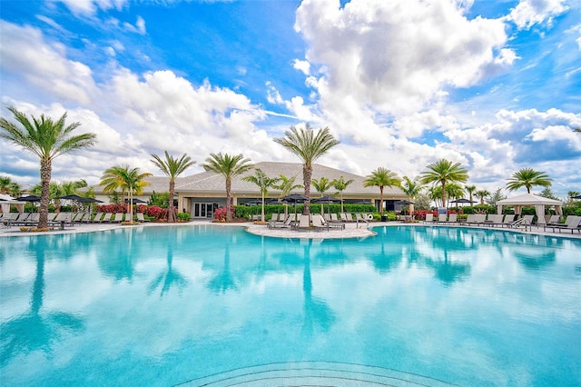 view of pool with a gazebo