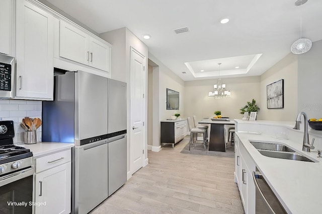 kitchen with white cabinets, sink, and appliances with stainless steel finishes