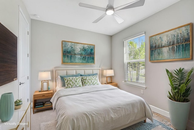 bedroom featuring ceiling fan