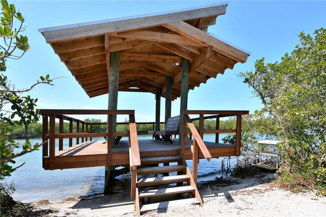 dock area featuring a water view