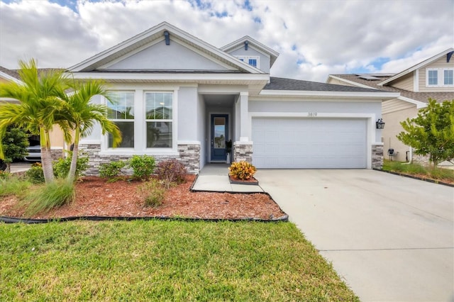 view of front of property with a garage