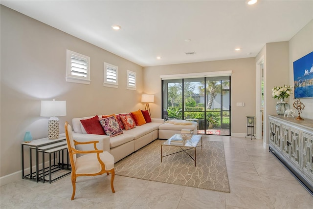 view of tiled living room