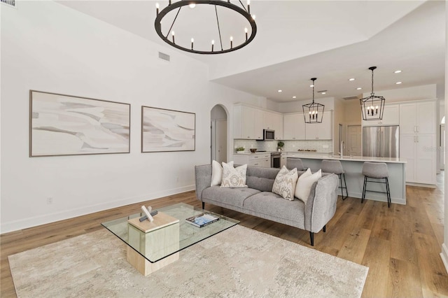 living room featuring light hardwood / wood-style flooring