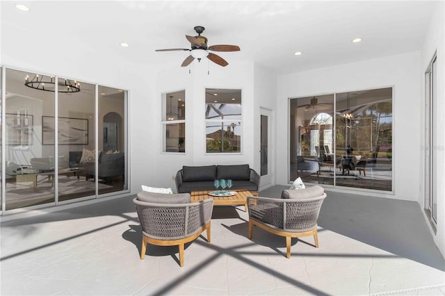 view of patio / terrace with an outdoor hangout area and ceiling fan