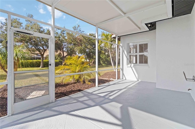 view of unfurnished sunroom